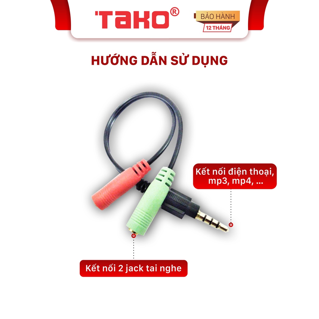 Bộ chia tai nghe 1 đầu cắm sang 2 cổng Míc và âm thanh 3.5mm. Chính hãng