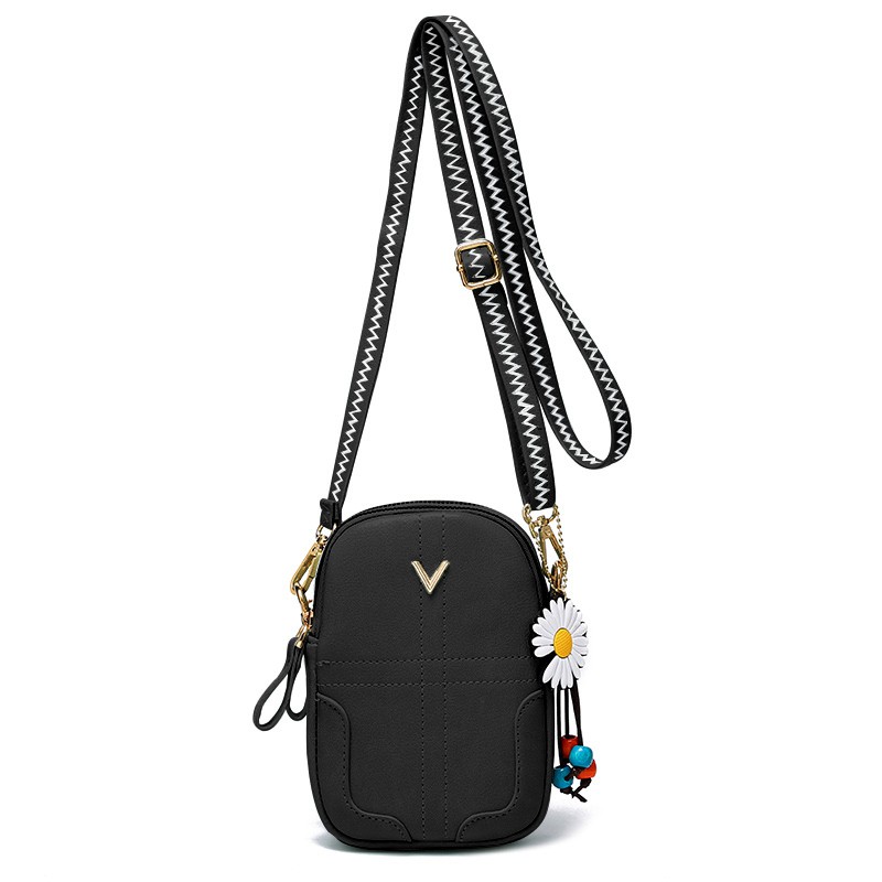 Túi Đeo Chéo Mini Đựng Điện Thoại Thời Trang Da Mềm T26V Màu Đen
