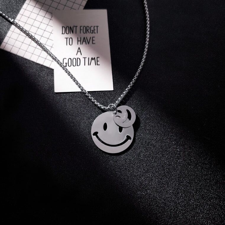 Dây chuyền Nam Bạc Đẹp Unisex Cá Tính Ngầu Thời Trang Nam Basic Smiley Chain LuciferStore Vòng Titan không gỉ Two Smiley