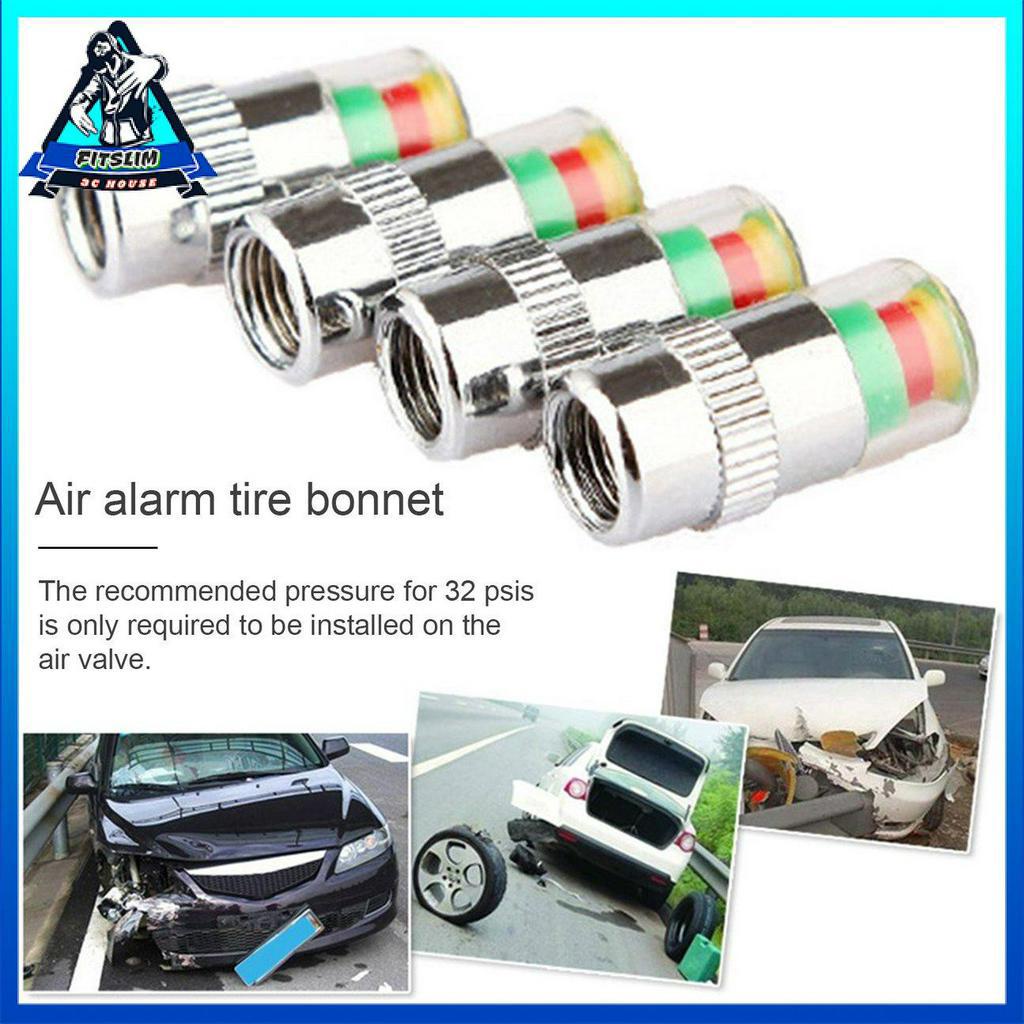 Set 4 nắp van cảnh báo áp suất lốp xe hơi