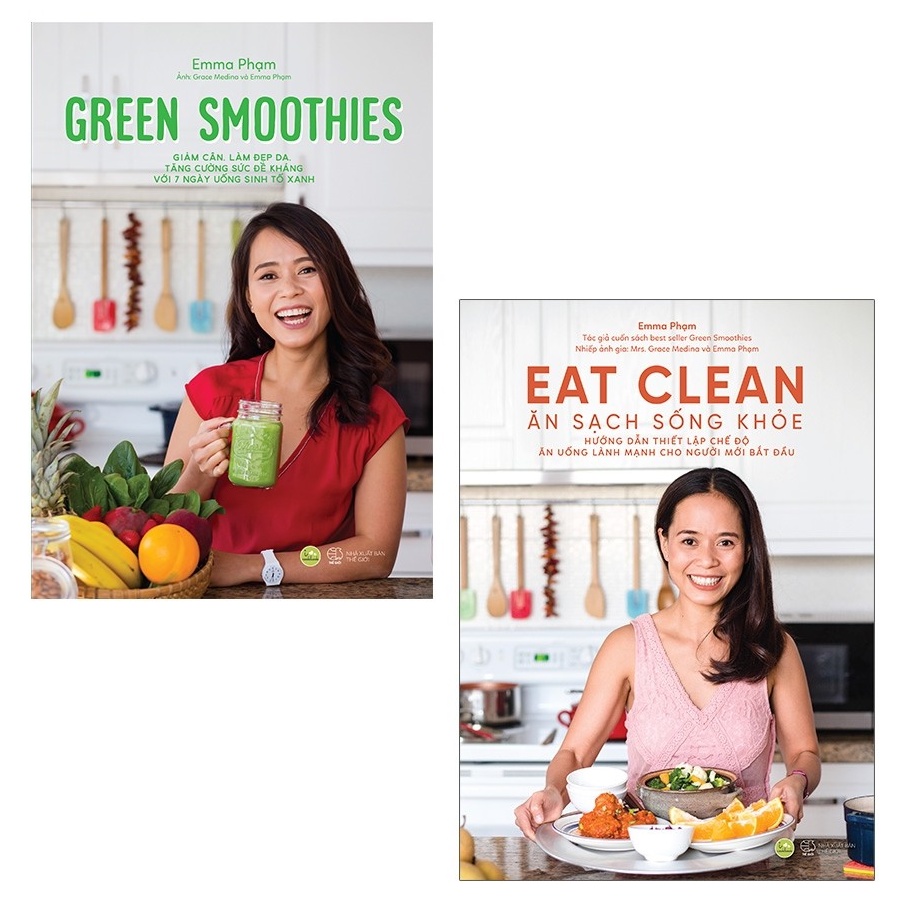 Sách AZ - Combo 2 cuốn Green Smoothies + Eat Clean - Ăn Sạch Sống Khỏe (Emma Phạm)