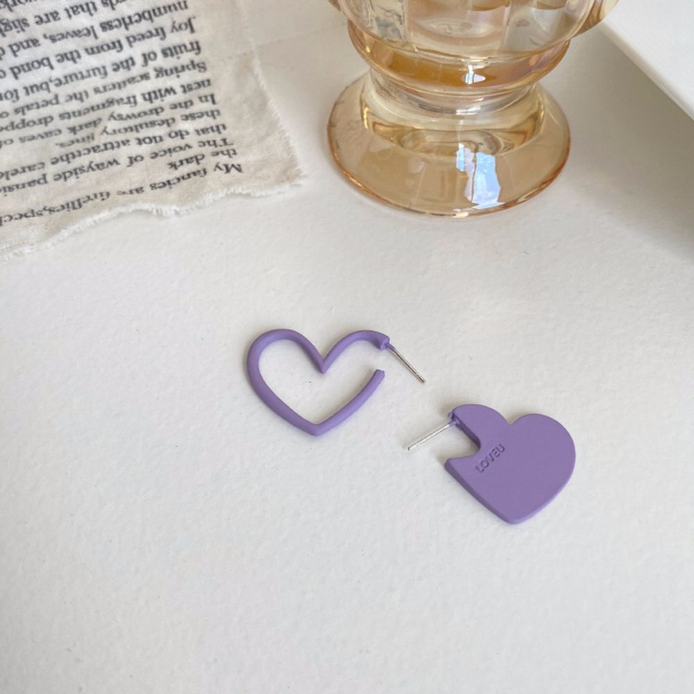 Bông tai hình trái tim bằng hợp kim màu tím phong cách Hàn Quốc thanh lịch thời trang cho nữ