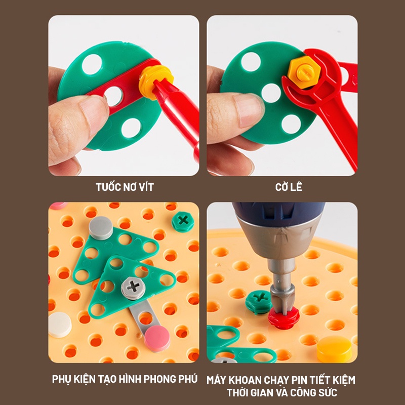 BỘ ĐỒ CHƠI KỸ SƯ LẮP RÁP HÌNH ĐỘNG VẬT - ĐỒ CHƠI VẶN ỐC VÍT HƯỚNG NGHIỆP CHO BÉ