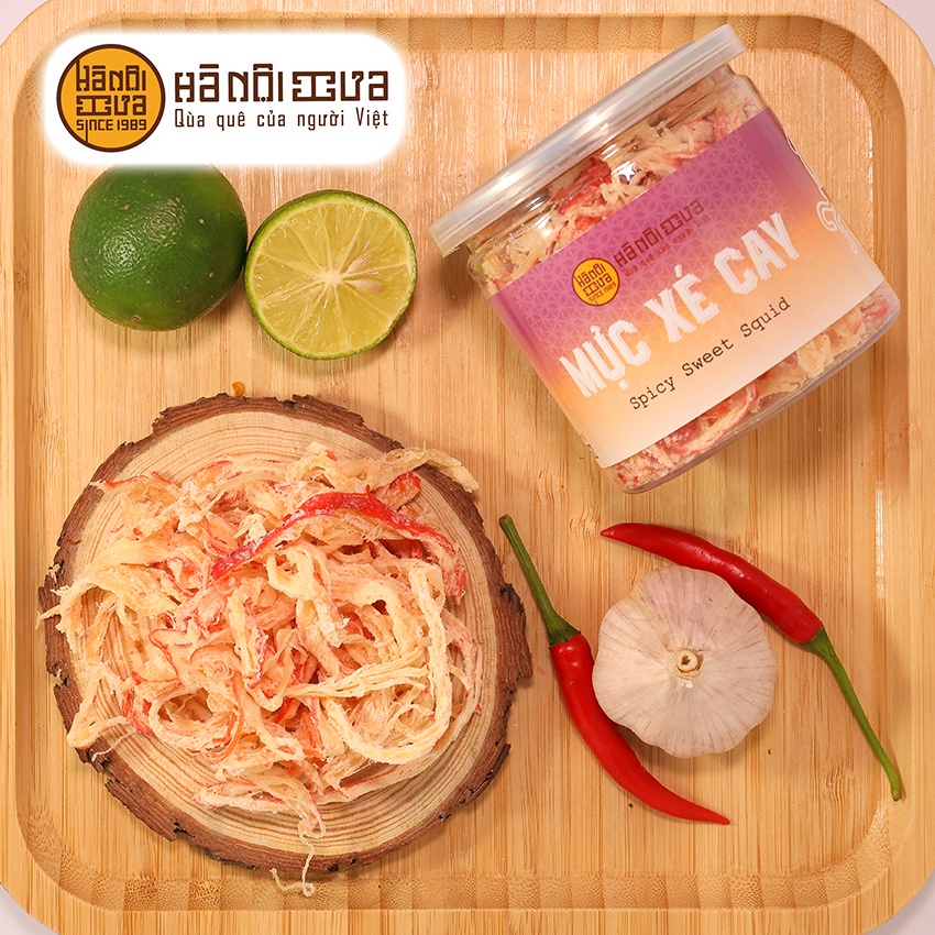 Khô mực xé sợi tẩm gia vị cay Hà Nội Xưa đồ ăn vặt ngon rẻ đảm bảo ATVSTP gói hộp - 50g, 130g, 180g
