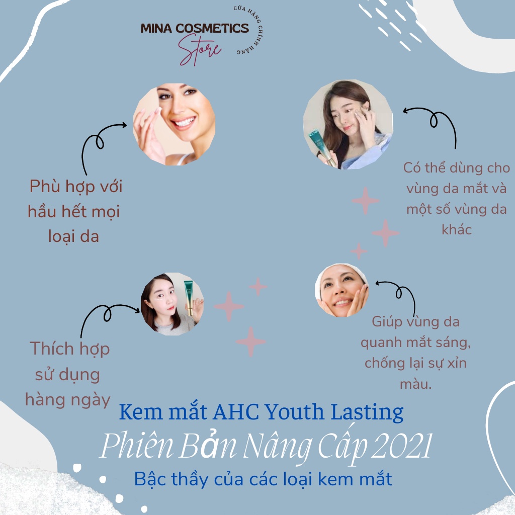 Kem mắt [Hết thâm quầng mắt 100%_Hàng Auth] Kem mắt AHC Ageless Real Eye Cream For Face 30ml [Hot New]