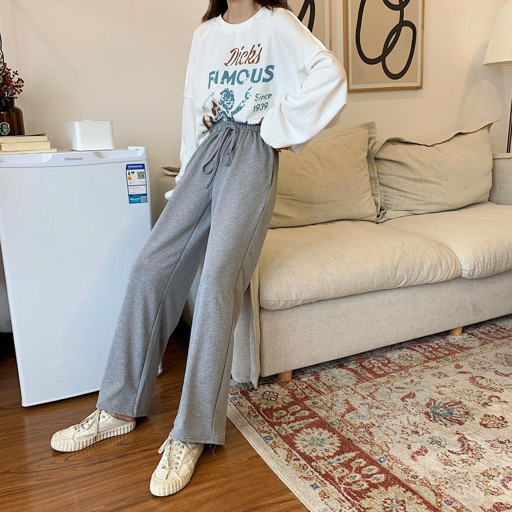 SUXI Quần Dài Ống Rộng Màu Trơn Thời Trang Nữ Tính