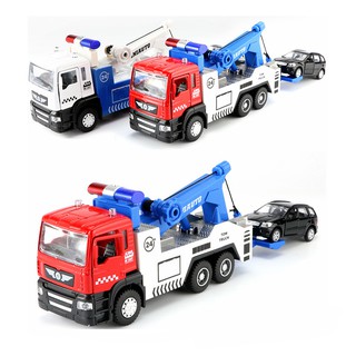 Bộ xe ô tô cứu hộ đồ chơi trẻ em tỉ lệ 1:50 - Xe mô hình có âm thanh và đèn, xe chạy cót mở được cửa xe