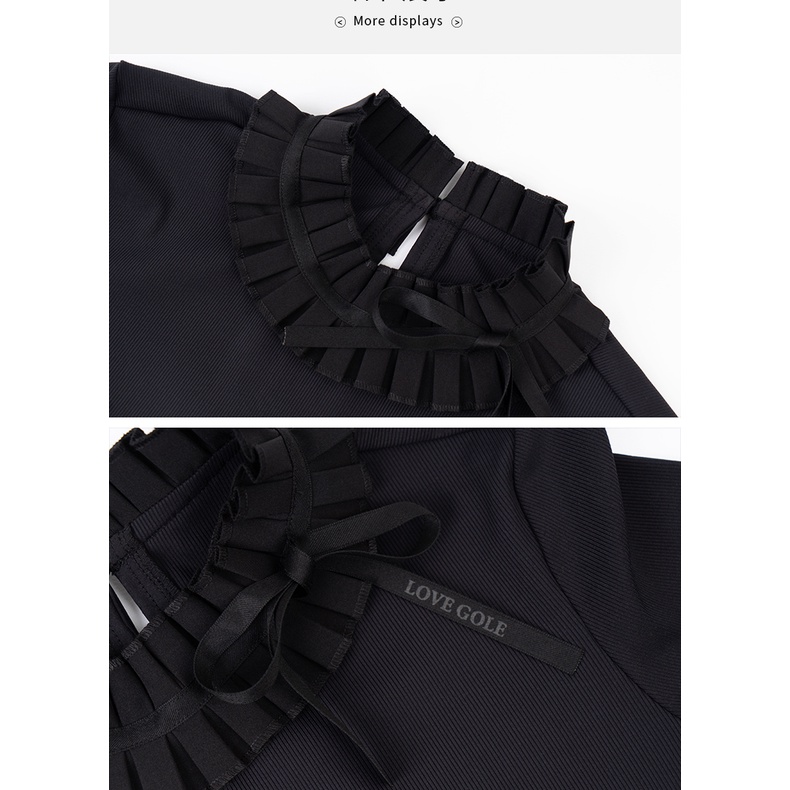 Áo Thun Tay Dài Phối Ren Dáng Ngắn Phong Cách Hàn Quốc Thời Trang Mùa Thu Cho Nữ