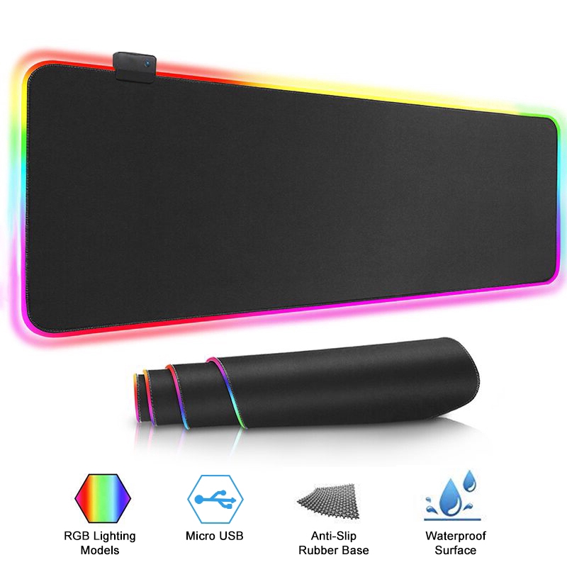 Thảm lót bàn phím và di chuột RGB có đèn LED cỡ lớn dành cho người chơi game máy tính bàn PC / Laptop