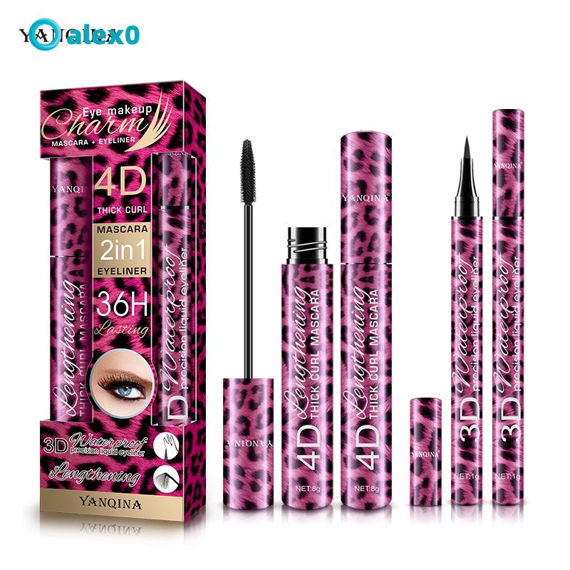 Bộ mascara và bút kẻ mắt YANQINA 4D chống thấm nước không nhòe | BigBuy360 - bigbuy360.vn