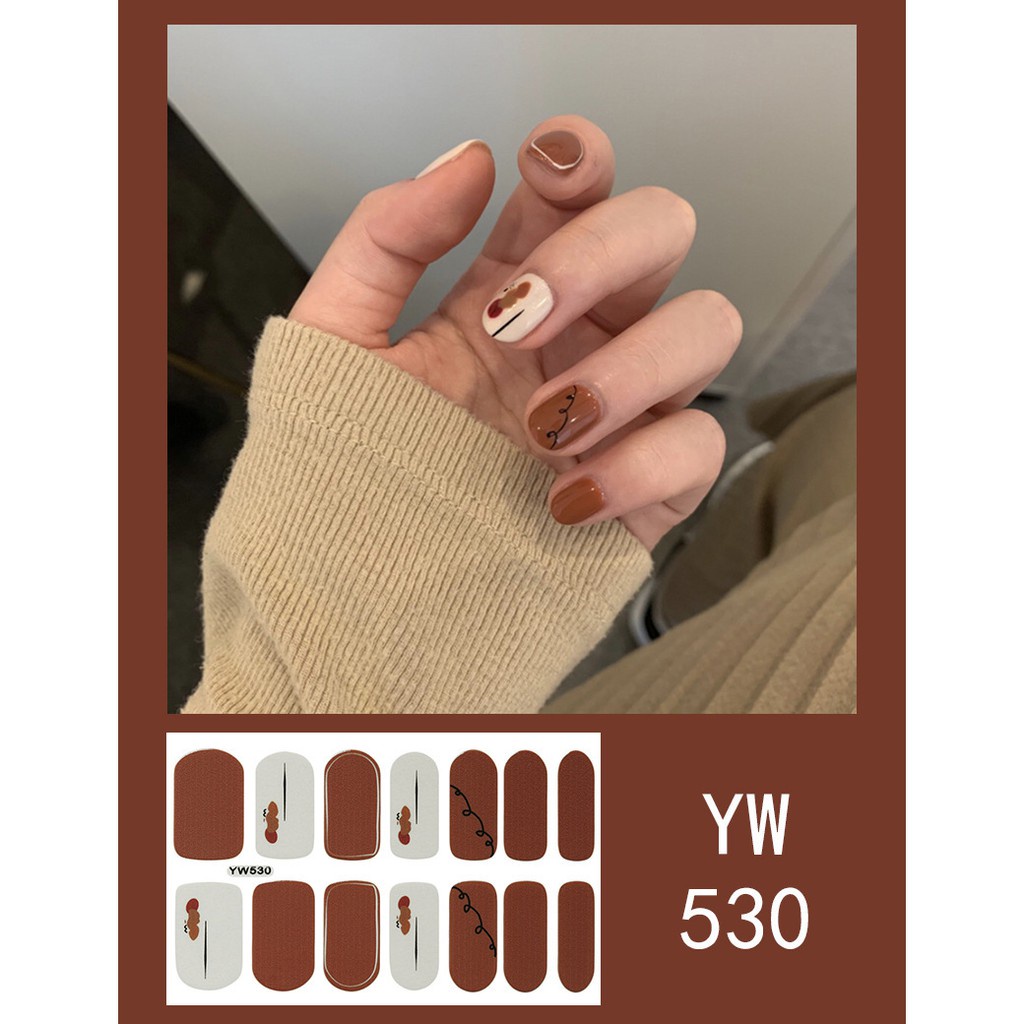 Miếng Dán Móng Tay 3d Chống Thấm Nước Màu Sắc Đơn Giản
