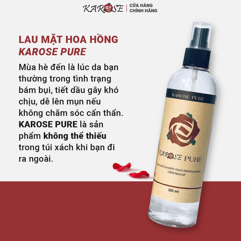 (DATE MỚI NHẤT, 300ml) NƯỚC LAU MẶT, XỊT KHOÁNG HỮU CƠ LÀM SẠCH DA, KHÁNG KHUẨN KAROSE PURE