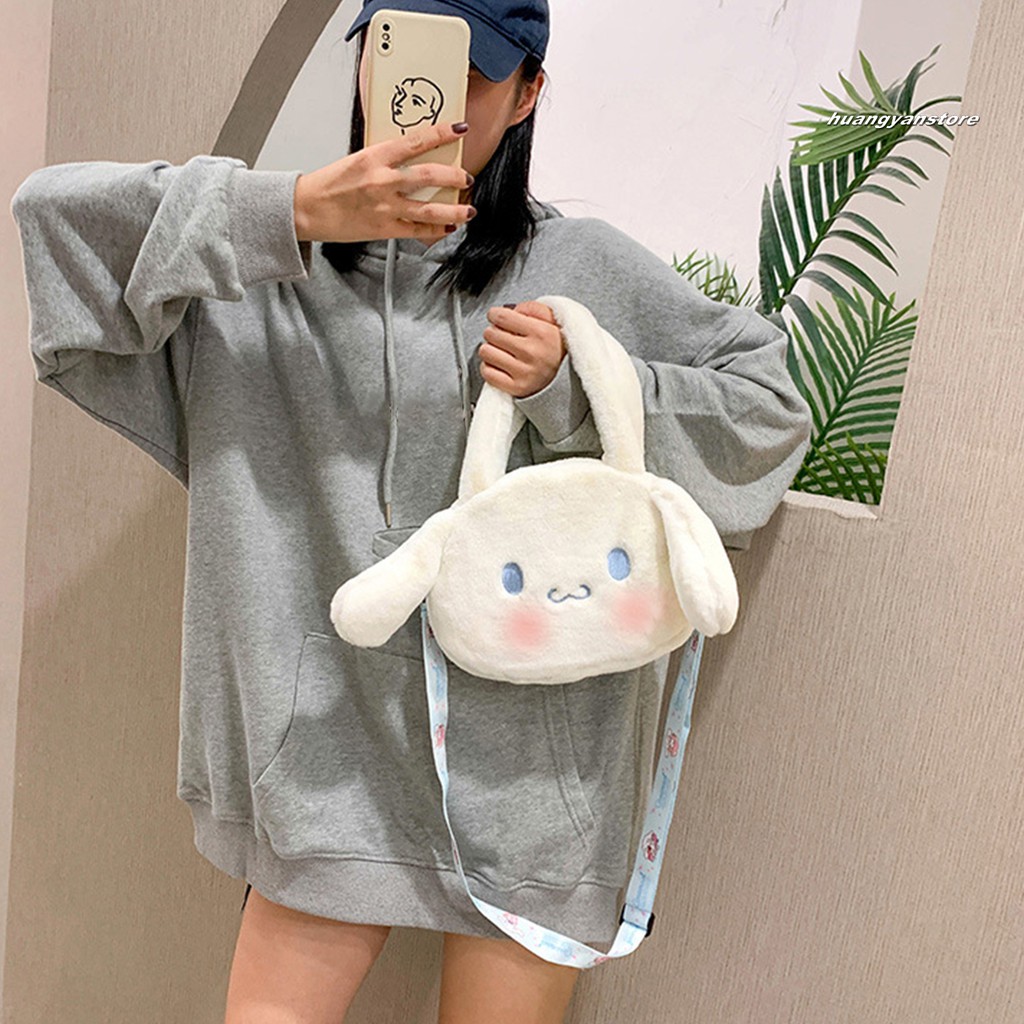 HY/ Túi đeo chéo hình thỏ hoạt hình dễ thương bằng chất liệu lông nhung xinh xắn cho nữ