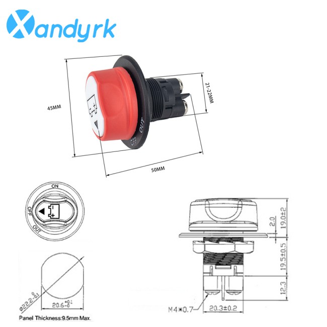 Công Tắc Cách Ly Pin Rv 100a Cho Xe Hơi / Tàu Thuyền