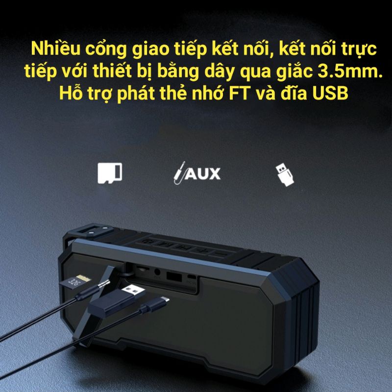 Loa Bluetooth X8 Không Dây Siêu Trầm Âm Thanh Vòm 360° Chống Nước IPX7 Nghe Nhạc 12h Kiêm Pin Sạc Dự Phòng 3000 mAh