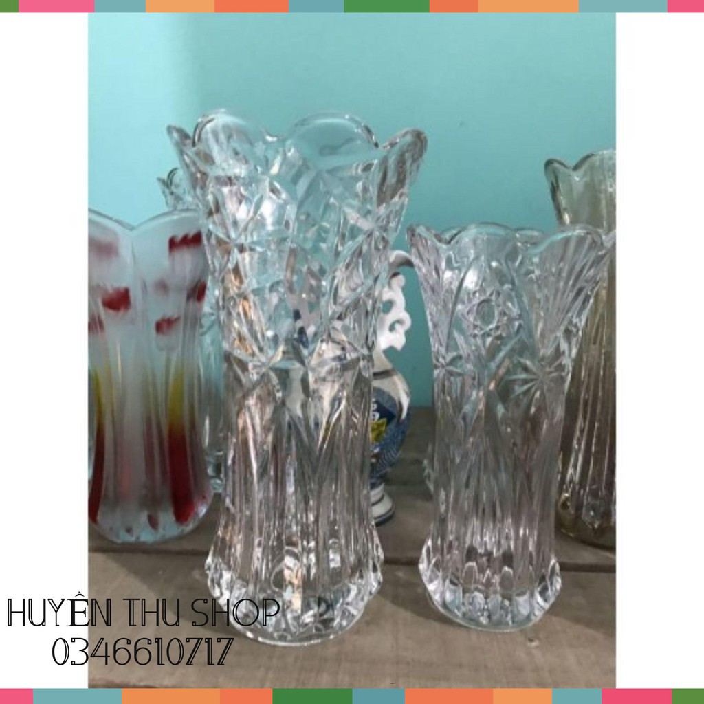 (Gói hàng đảm bảo) Lọ hoa thủy tinh pha lê cỡ lớn 32cm 🌼