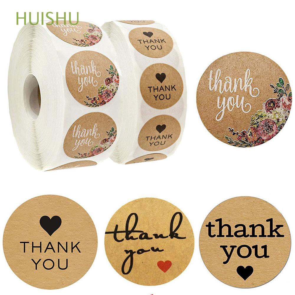 Cuộn 500 sticker dán hoạ tiết chữ Thank You đẹp mắt