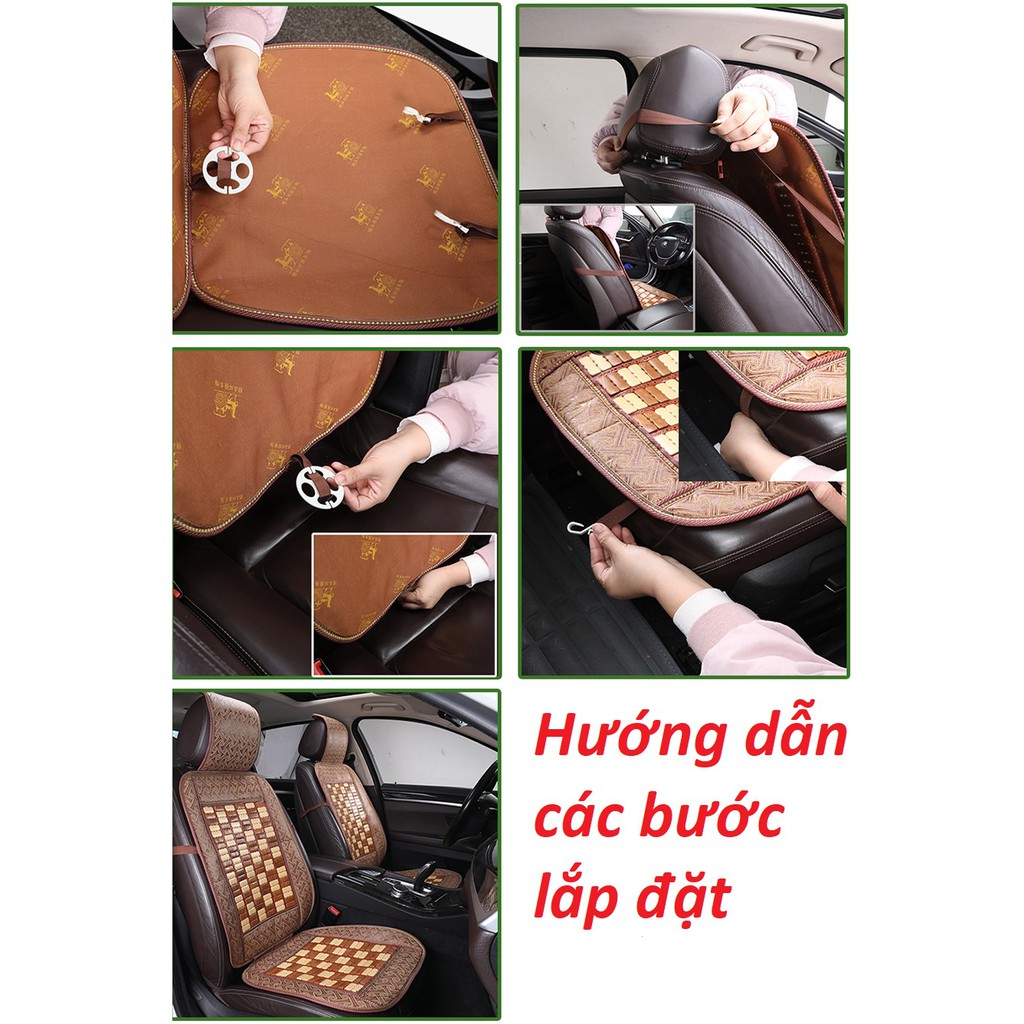 Bọc ghế chiếu trúc chiếu tre lót ghế xe hơi ô tô thoáng khí chống nóng 2 màu thời trang
