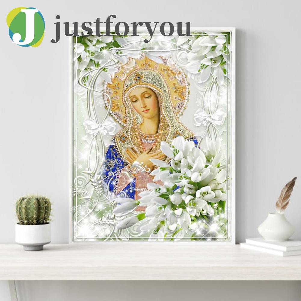 Tranh Đính Đá Treo Tường Hình Đức Mẹ Chúa Jesus 5D 12.1 40x50cm Tự Làm Thủ Công