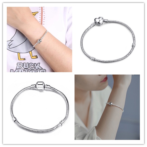 Vòng Tay Dạng Chuỗi Rắn 3mm Màu Bạc DIY Thời Trang Cho Cặp Đôi