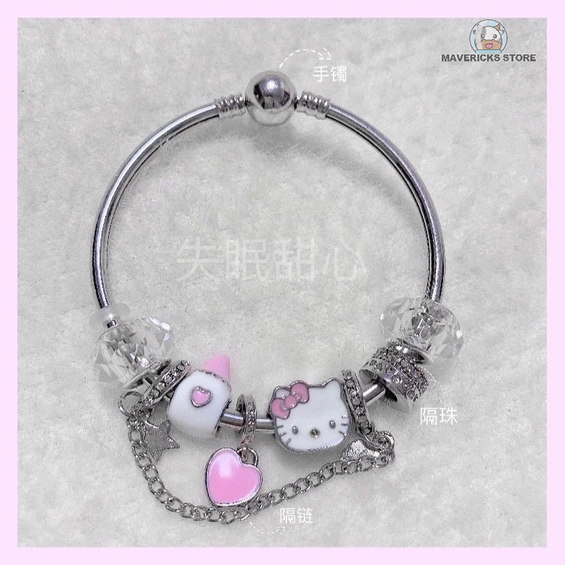 Vòng tay chuỗi hạt mặt hình Hello kitty dễ thương