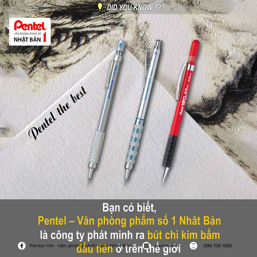 Chì Kim Pentel Cometz AX119 Lõi To 0.9 mm - 2B Dùng Thi Trắc Nghiệm Chuẩn Nhật Bản