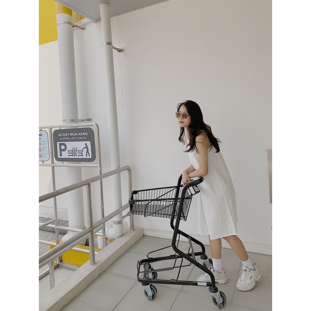 Váy thô đũi cổ yếm buộc nơ lưng VB99 1994closet | BigBuy360 - bigbuy360.vn