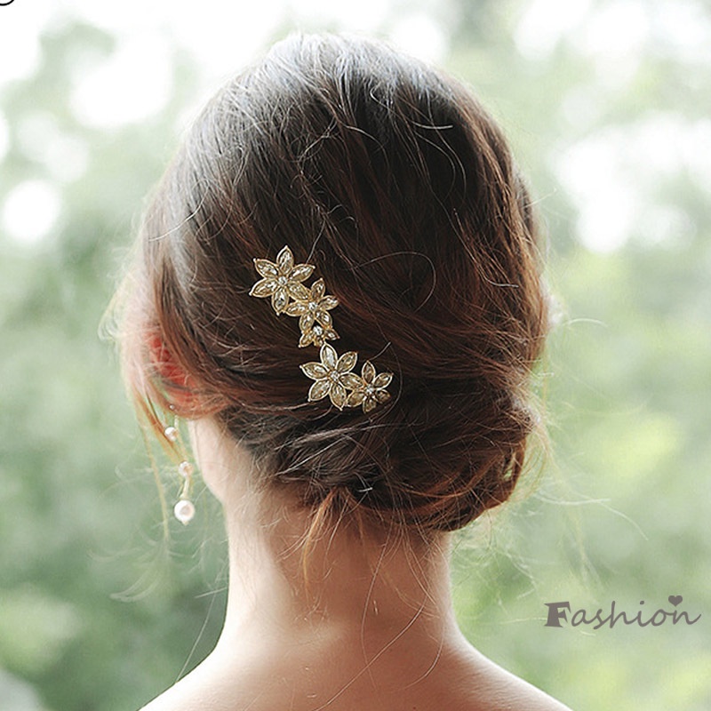 Trâm Cài Tóc Hình Chữ U Đính Đá Sáng Bóng Cao Cấp Thời Trang Cho Cô Dâu