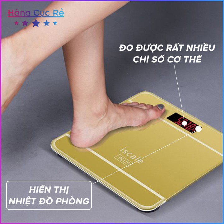 [Tặng Móc Khóa] Cân sức khỏe điện tử màn hình LCD ❣️Freeship❣️  Đo nhiệt độ phòng, cân tối đa 180Kg - Shop Hàng Cực Rẻ