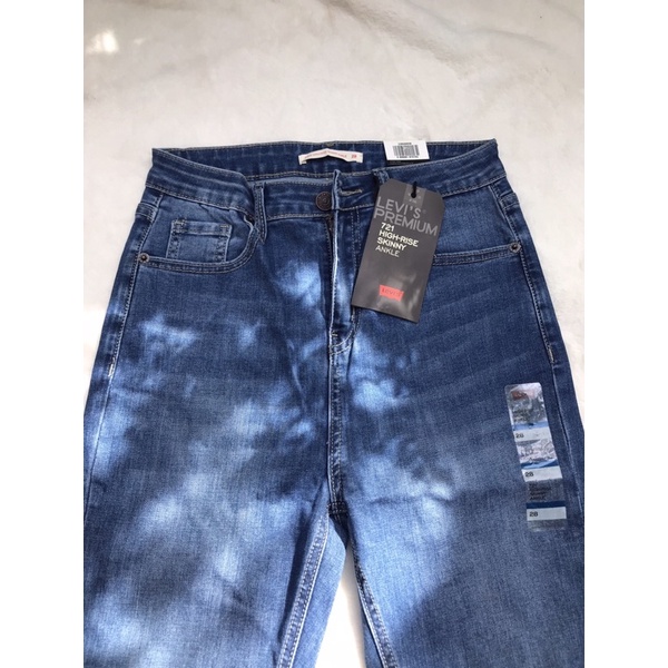 Quần jean skinny nữ lưng cao ngang rốn L.e.V.i.s xanh jean-chất jean co giãn vừa-hàng xuất xịn