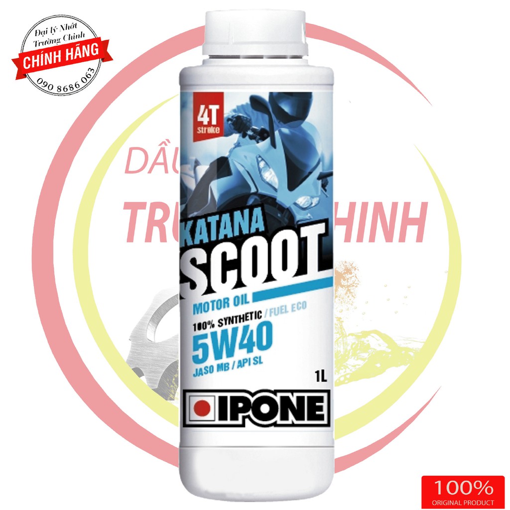 Combo Nhớt tổng hợp 4T Scooter Ipone Katana Scoot 5W-40 1L và hộp số 125ML