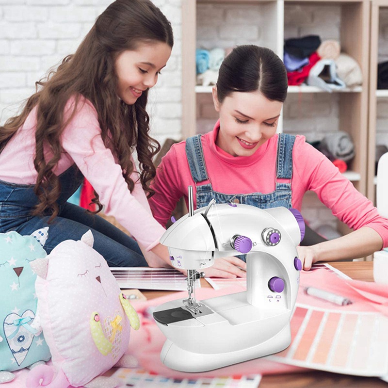 Máy May Mini Cầm Tay Có Đèn Và Ren Kép Phích Cắm US