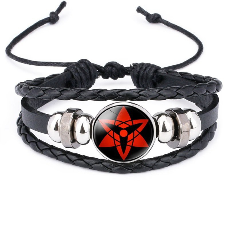 ( ORDER ) Vòng tay NARUTO DÂY DA ĐEN hai chiều in hình anime chibi đẹp đeo tay nam nữ cá tính