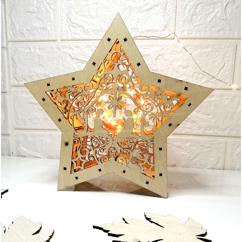Đèn gỗ trang trí thả trần, decor hình ngôi sao chất liệu cao cấp - giá rẻ LP0751