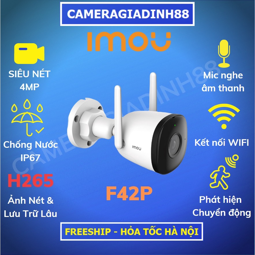 Camera WIFI Ngoài Trời IMOU F42P  Bullet 2C 4MP 2K MÀU BAN ĐÊM Dahua F22P F42FP G42P F42FEP 1080P FullHD