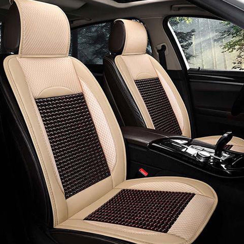 Bọc Ghế Ô Tô Hạt Gỗ - Lót Ghế Ô Tô Hạt Gỗ Massage Chống Nóng, Áo Ghế Ô Tô Lót Liền Hạt Gỗ Masa Lưng Chất Liệu Da Cao Cấp