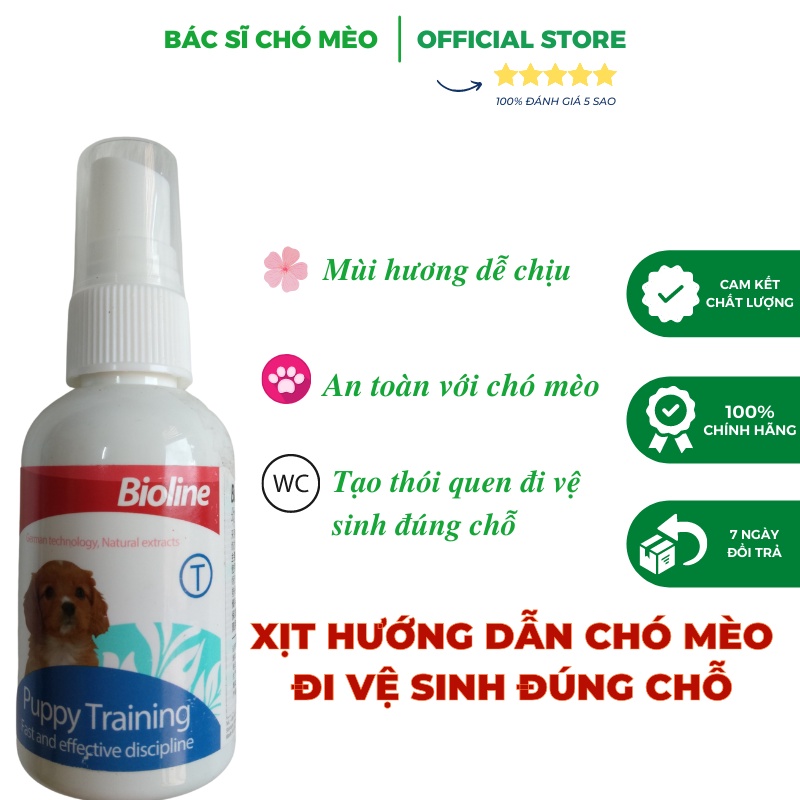 Bioline Bobo Xịt hướng dẫn chó mèo đi vệ sinh đúng chỗ - Mùi thơm dễ chịu- Huấn Luyện chó mèo đi vệ sinh