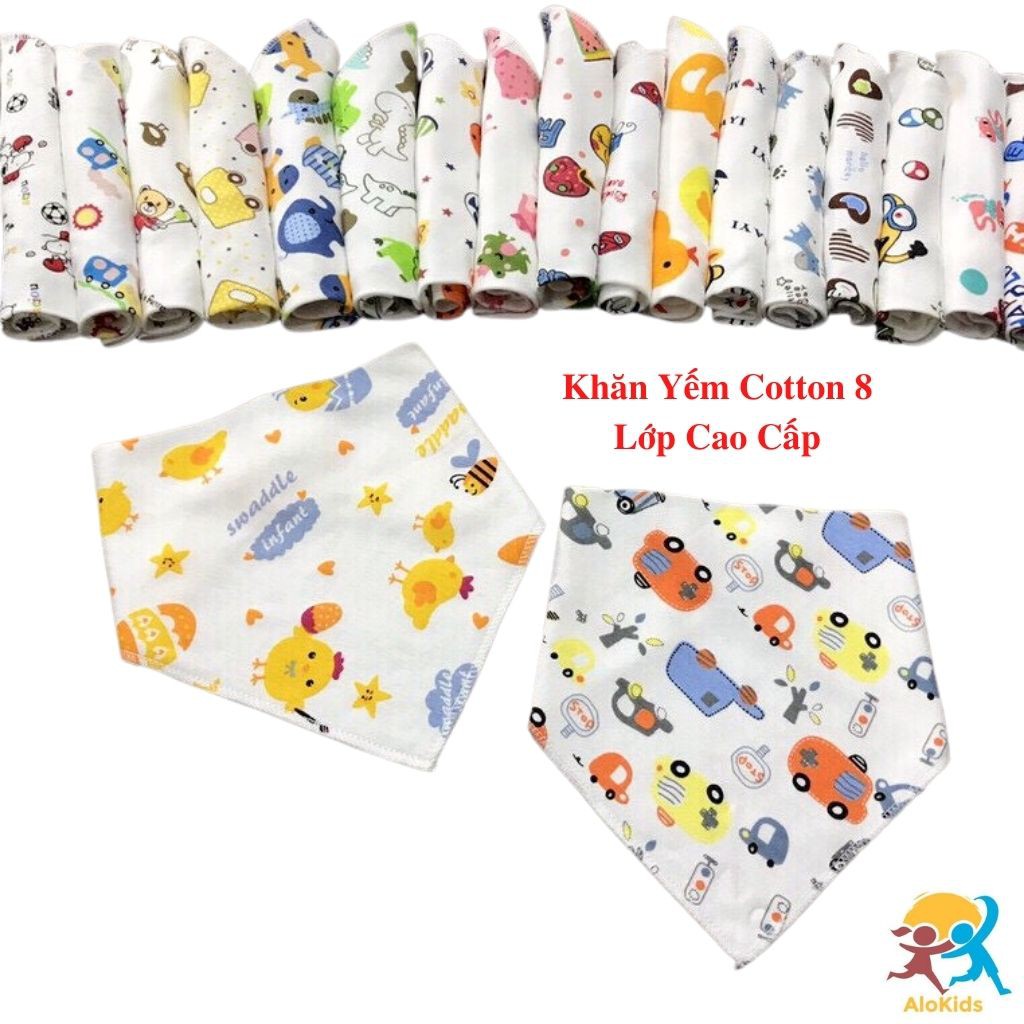 Khăn Yếm Tam Giác Có Cúc Bấm Siêu Mềm Mại Cho Bé Cotton Hữu Cơ Tự Nhiên 100% - Alokids Tb