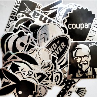 Set sticker tráng bạc bạc đen 25 cái ngẫu nhiên