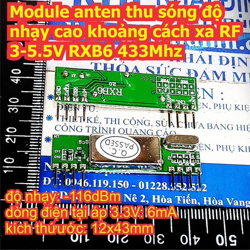Module anten thu sóng độ nhạy cao khoảng cách xa RF 3-5.5V RXB6 433Mhz kde8156