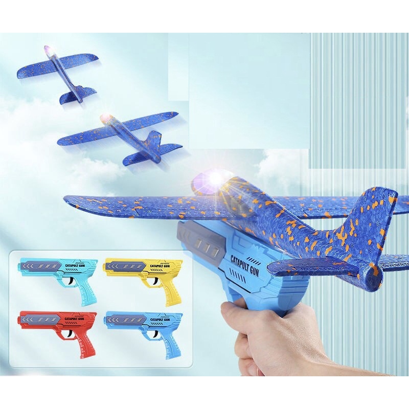 Bộ đồ chơi bệ phóng máy bay xốp cho trẻ em vận động ngoài trời