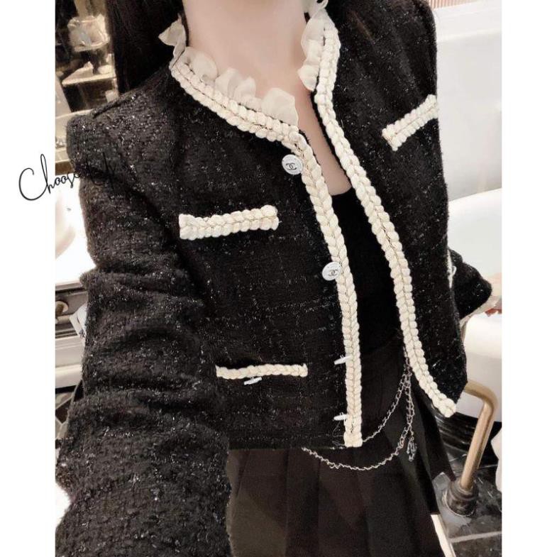 Áo Khoác Dạ Nhũ Ren Bèo Cổ Choose Us | BigBuy360 - bigbuy360.vn