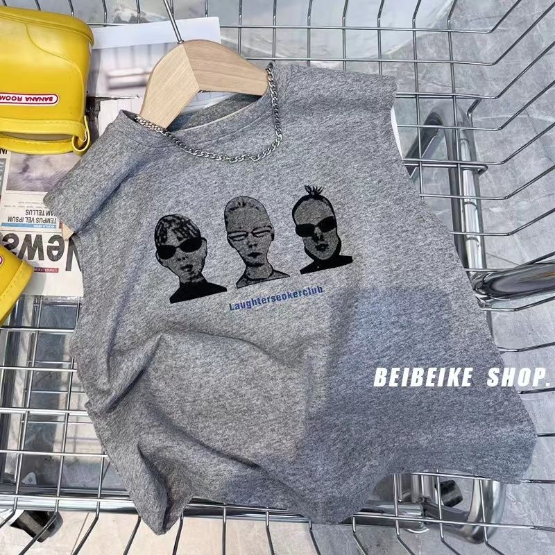 Áo Thun Sát Nách Mỏng Thoáng Khí Thời Trang Phong Cách Hàn Quốc Cá Tính Cho Bé Trai