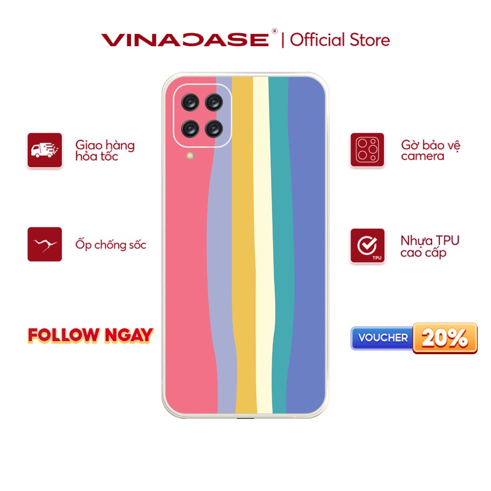 Ốp lưng Vina Case Samsung A10/A50S/A32/A12/M10/....Silicone TPU dẻo viền vuông bảo vệ camera hình Cầu vồng
