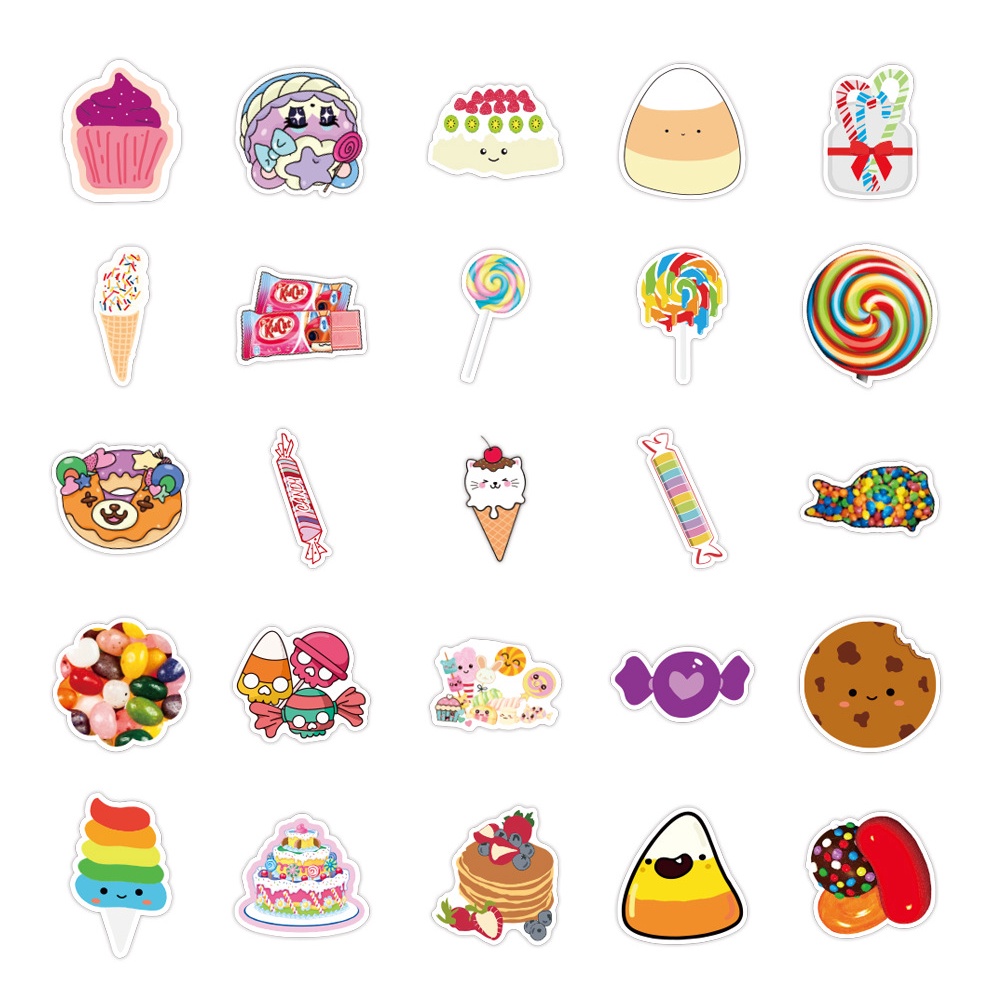 Bộ 50 Miếng Dán Trang Trí Sổ Tay/ Laptop Họa Tiết Hoạt Hình Màu Sắc Ngọt Ngào Chống Thấm Nước Diy