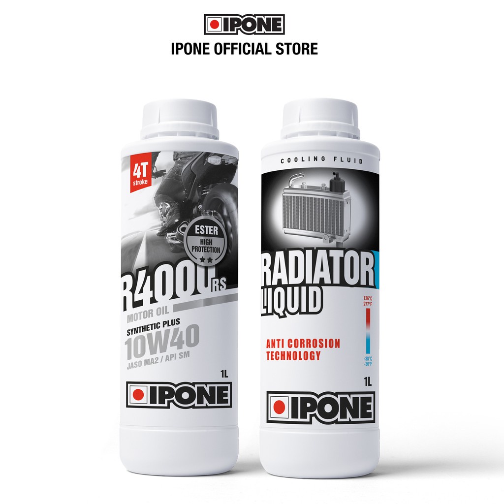 Combo Nhớt Ipone R4000rs (1L) + Nước làm mát Radiator Liquid (1L)