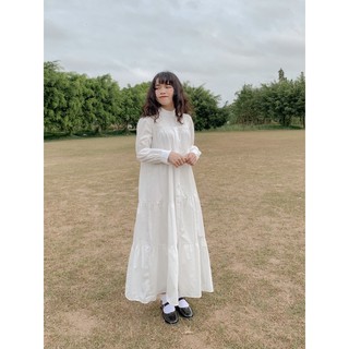 Đầm babydoll trắng dài