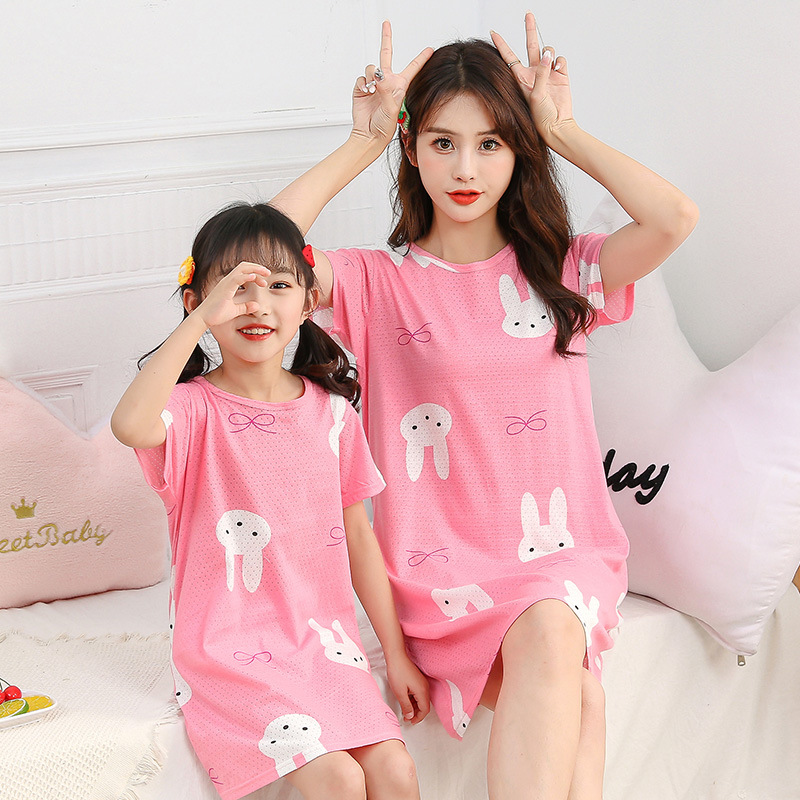 đồ ngủ Ngắn Tay Phối Ren Xinh Xắn Dành Cho Mẹ Và Bé 2021