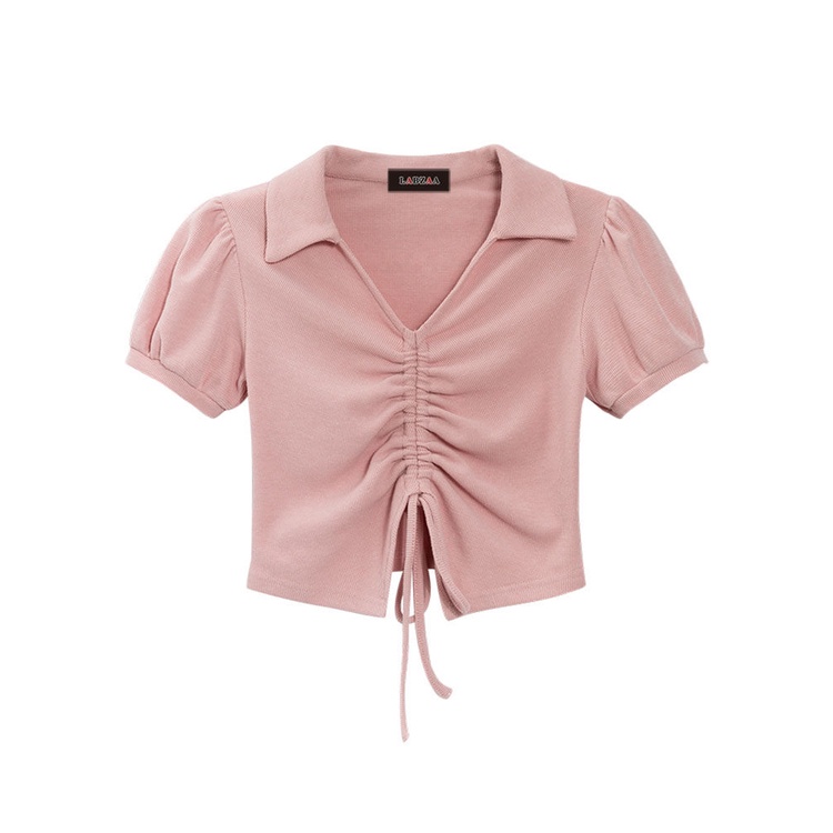 Áo croptop Ngắn Tay Cổ Chữ V Thiết Kế Mới Thời Trang Mùa Hè Dành Cho Nữ