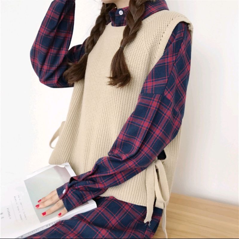 Áo len gile thắt nơ hai bên